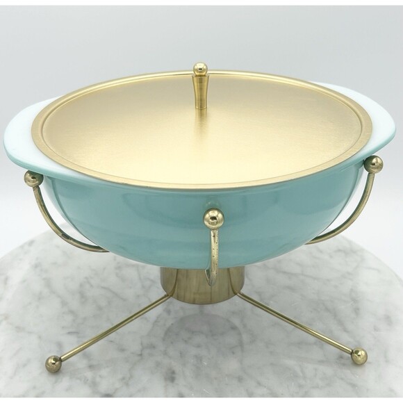 Pyrex UFO Atomic Casserole & Warmer Original Box #924CM 2 Quart RARE 1950s - Picture 2 of 16